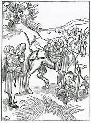 Von törichten Bettlern und ihren Eitelkeiten, Illustration aus Alexander Barclays englischer Übersetzung von 